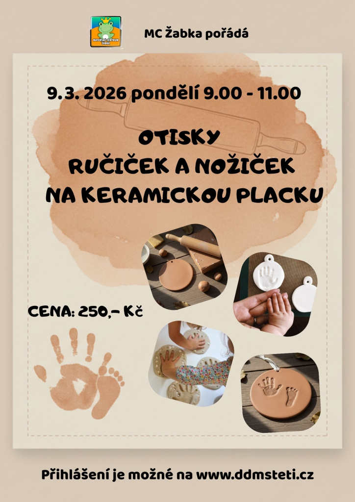 Otisky ručiček a nožiček na keramickou placku